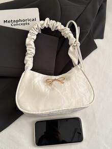 New Stylish Cute Fashion Pleated Bowknot Shoulder Handbag, Versatile Korean Style - White - View 7