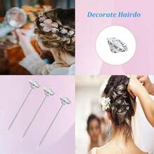 200PCS Corsage Boutonniere Pins, Sewing Corsages Flower Pins, Long 2inch Floral Diamond Rhinestones Pins, Straight Head Pins For Wedding, Jewelry DIY Decoration, Quilting And Craft - 200pcs - View 2