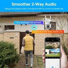 Cámara de para el hogar y exteriores con lente dual de 2MP+2MP, rotación panorámica de 360°, WiFi inalámbrico de 2.4/5GHz, visión nocturna, detección de movimiento, audio bidireccional, cámara IP PTZ CCTV - Multicolor - Ver 5