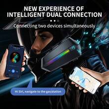 Motorcycle Bluetooth Headset With RGB Lights For Riders, Helmet Speakers With Dual Mics, IPX6/Hands Free Calling/Music/Noise Cancellation/Wake Up AI Assistance/Multipoint Connection, Compatible With All Helmets, Black-RGB Lights(No Intercom Function) - 黑色-RGB燈效(無對講功能) - 查看 5