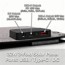 便携式太阳能充电板 - 3W/5W/10W/12W/21W/32W 可折叠太阳能充电器，带登山扣，晴天可为手机/相机/移动电源/小型设备/应急电源充电，户外露营徒步装备 - 彩色 - 查看 9
