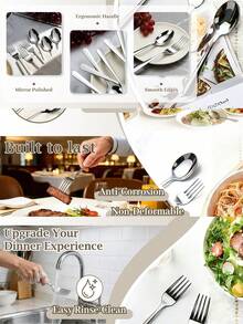 8件套不锈钢甜点叉勺套装，甜点餐具，叉子，适用于家庭、厨房、餐厅、婚礼、派对、圣诞礼物、学校用品，以及咖啡/茶/甜点/蛋糕/搅拌/水果/冰淇淋勺，可放入洗碗机清洗，不锈钢餐具，金色餐具 - 銀色 - 查看 7