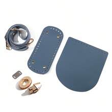 Handmade PU Leather Woven Bag Set, Includes Crochet Shoulder Strap And Bottom Pouch, DIY Craft Kit (Random Style Silver Rings, Won't Affect Use) - Multicolor - View 8