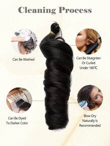 22英寸单件装合成法式卷发耐热接发，自然波浪渐变蓝黑棕彩色钩编接发，适合女性和女孩日常佩戴、度假、派对、音乐节等场合。 - 彩色 - 查看 8