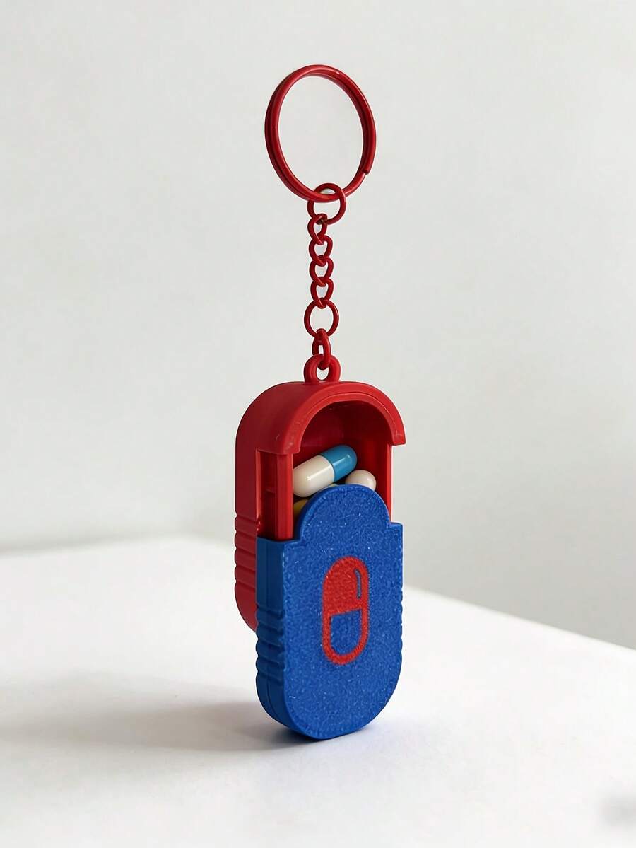 1个装便携式药盒，小巧便携，适合办公室工作人员，迷你维生素收纳盒，旅行药盒，日常药盒，分隔式迷你旅行盒，塑料药盒，便携式日常用药 - 彩色 - 查看 1