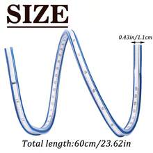 1 buah Penggaris Fleksibel Multifungsi, Penggaris Berbentuk Ular yang Dapat Ditekuk Bebas, Penggaris Pengukur Garis Lengkung, Penggaris Gambar Desain Jahit Pakaian, 30/40/50/60CM - biru - View 5