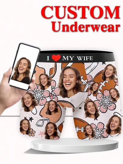 1 chiếc quần boxer nam in hình bóng đá dễ thương theo yêu cầu, in ảnh và hoa cá nhân hóa, quần lót thoải mái độc quyền dành cho chồng, món quà hoàn hảo cho Ngày Valentine, kỷ niệm, sinh nhật cho bạn trai, người yêu, tuyệt vời cho những người thích thể thao.