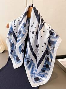 1pc 65*65cm Square Scarf, Women's Satin Silk Imitation Zebra & Leopard Print, Versatile Neckerchief Headband Shawl - Multicolor - View 9