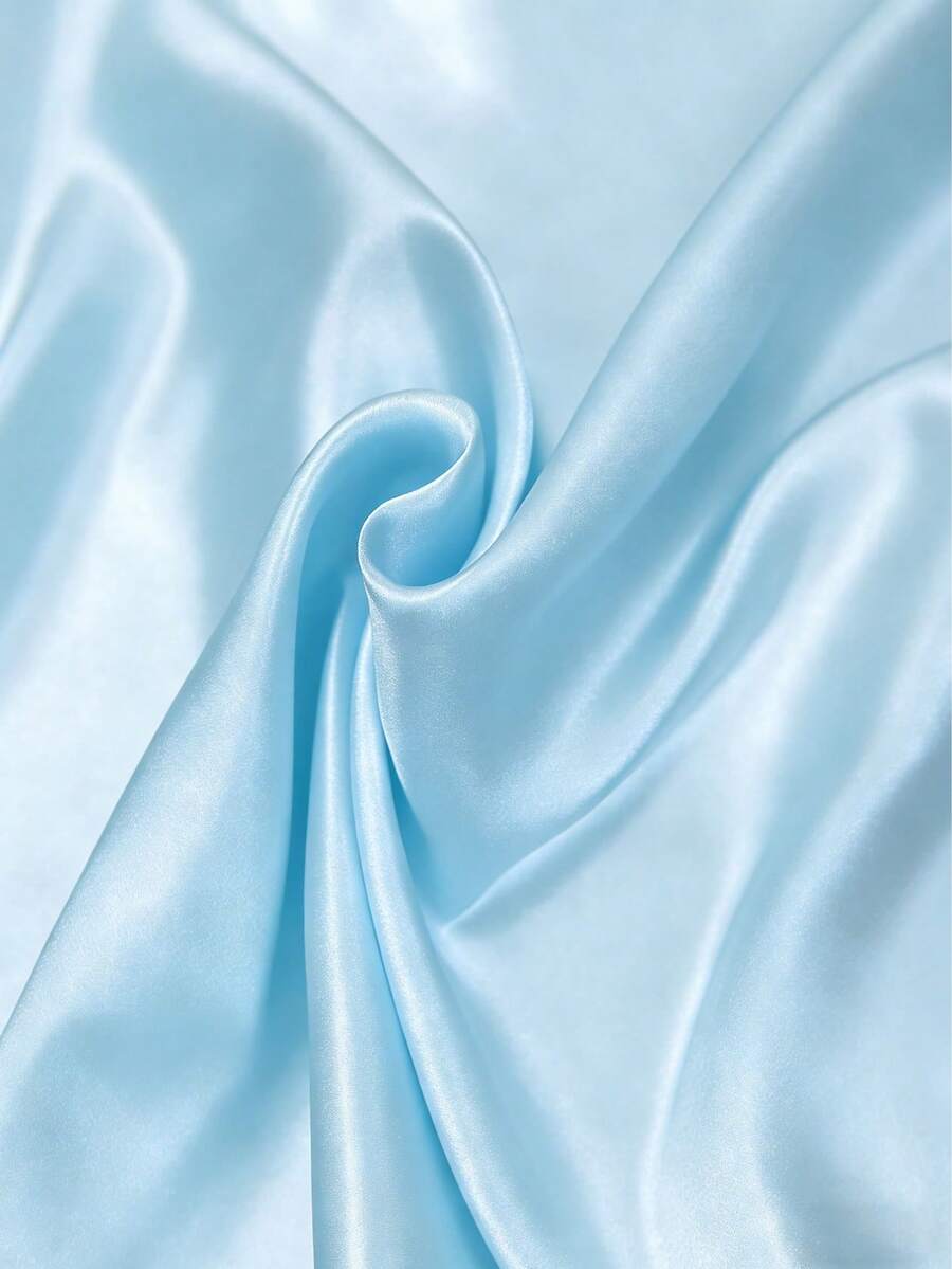 1pc Satin Fabric, Smooth And Soft, Suitable For Wedding DIY, Curtains, Tablecloths, Clothing Material - Light Blue - View 1