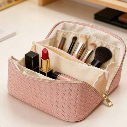 1 túi đựng mỹ phẩm du lịch cỡ lớn bằng da PU, túi đựng đồ chăm sóc da đa chức năng, hộp đựng cọ trang điểm, túi đựng trang sức, túi đựng đồ vệ sinh cá nhân treo, vật dụng cần thiết khi đi du lịch, túi có khóa kéo di động đựng mỹ phẩm, đồ trang điểm, chì kẻ mày, bảng phấn mắt, son môi, mặt nạ, thích hợp cho du lịch biển, ký túc xá, nhà, công tác.
