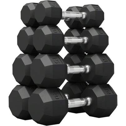 Beaully PVC Hex Dumbbell Weight Set, Multiple Sizes Exercise & Fitness Dumbbells,100LB Set(5+10+15+20LB) X2, 35-50LBS Pairs For Muscle Toning, Strength Building & Full Body Workout