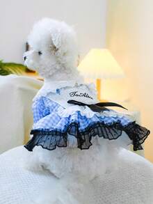 宠物连衣裙一件装，狗狗/猫咪服装，透气轻盈的童话公主裙，春夏新品 - 藍色 - 查看 2