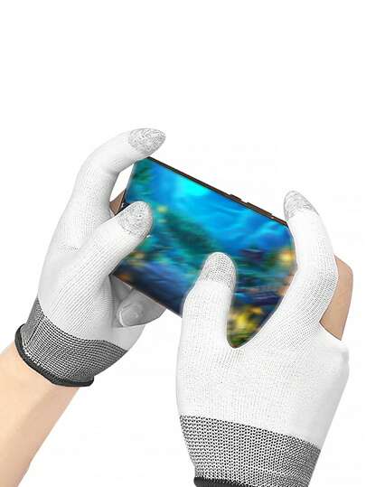 1 Pair White Breathable Anti-Slip Sweat-Absorbing Game Gloves For Mobile Touch Screen Games