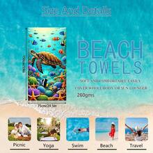 1pc Underwater World Sea Towel, Super Soft Microfiber Extra Large Beach Blanket, Super Absorbent Bath Towel, Suitable For Travel, Swimming Pool, Diving, Surfing, Yoga, Camping, Available In Multiple Sizes, Beach Accessories For Beach, Pool, Travel, Camping, Yoga - C - View 14