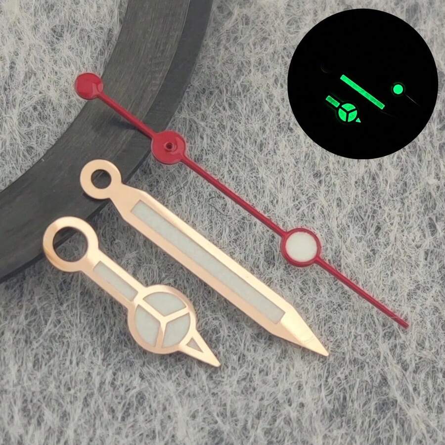 High-Quality NH35 Clock Hands, Rose Gold Plated Clock Hands For NH35/NH36/4R/7S Movement Watches, JBB1 Green/Blue Luminous Pointers - 6 - 查看 1