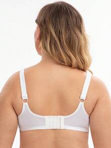 MELENECA Women Plus Size Full Coverage Wireless Lace Padded Shoulder Bra - White - View 3