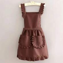 1-Piece Korean-Style Women's Apron Nail Salons, Kitchens, Coffee Shops, Workwear, Home Cooking, And Cleaning, Sleeveless Apron - 杏 - 查看 8
