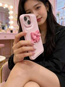 INS Style Sweet Peach Red 3D Bow Textured Phone Case Suitable For Apple 17 Pro Max, 17 Pro, 16 Pro Max, 15, 14 Pro, 13, 12 Pro, 14, 11, 13, Apple Phone Protective Case - Multicolor - View 3