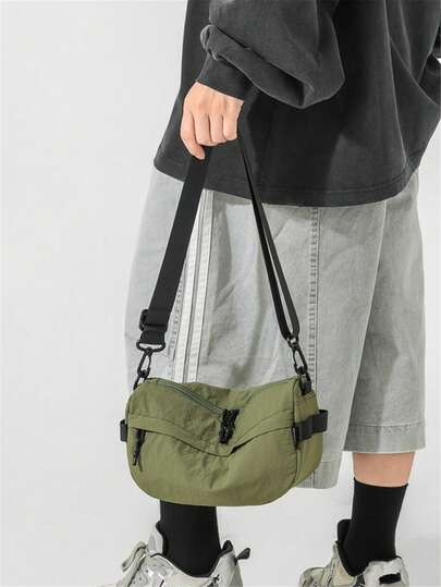 Nueva moda primaveral Bolso bandolera casual y versátil para hombres, puede acomodar teléfono, llaves, billetera, auriculares, adecuado para exteriores, ocio, viajes, compras, traslados, campus