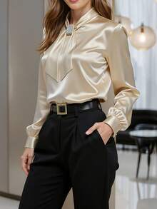 Women Blouses & Shirts - 香檳色 - 查看 3