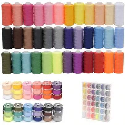 60pcs Sewing Thread Set, 60 Colors Polyester Threads With Pre-Wound Bobbins, For Hand Sewing And Machine Sewing, DIY Sewing Thread Kit For Needlework, Embroidery, Mending, Quilting And Sewing Machines