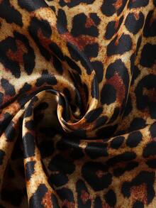 两件套阻燃豹纹短袖睡衣套装 - 棕色 - 查看 9