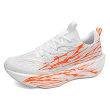 男士透气网面运动鞋，夜光运动鞋，轻便跑步鞋 - 白橘色 - 查看 13