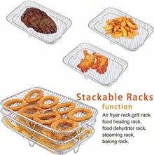 3pcs/Set Air Fryer Accessories, Multipurpose Air Fryer Accessories, Stackable Air Fryer Rack, Grill Mesh, Stainless Steel Baking Tray, Rectangular Suitable For Oven And Air Fryer, Dishwasher - Reusable Stackable Rack, Easy To Clean, Kitchen Gadgets - 3-tier Air Fryer Rack - View 4