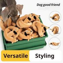 100厘米创意腊肠犬发声玩具，狗狗磨牙娱乐玩具，宠物长毛绒玩具 - 彩色 - 查看 5