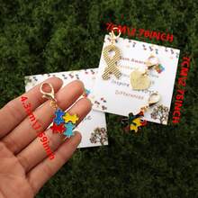 8pcs Autism Awareness Colorful Puzzle Keychain Set - With Inspirational Message Card, Embrace Respect Understand Differences Hope Show Believe Design, Perfect Warm Gift For People With Autism, Events, And Awareness Months - Multicolor - View 8