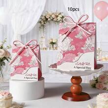 10个/包 婚礼派对礼品糖果盒，高端新款纸盒，纪念礼品盒，适用于各种节日和周年纪念日，手提纸盒 - 查看 17