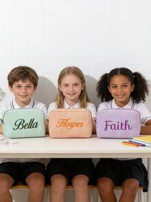 Bolsa organizadora de mochila con bordado personalizado, bolsa de tela para niños, bolsa de pañales, bolso de mano para niños, bolsa de viaje, con cierre de cremallera, artículos esenciales para bolsa de pañales, organizador de artículos de tocador o cosméticos, necesidades para bolsa de pañales para bebé, almacenamiento de pañales para bebé, útiles escolares, bolsa de maquillaje de gran capacidad, regalo de vuelta a la escuela, organizador de cosméticos, bolsa de aseo bordada, bolsa de maquillaje bordada, útiles escolares para niños y niñas - Multicolor - Ver 9
