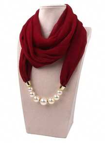 1pc Pearl Pendant Scarf Necklace Neck Warmer - Multicolor - View 7