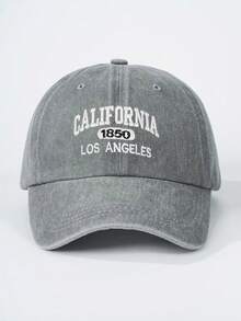 1顶绣有“CALIFORNIA 1850 LOS ANGELES”字样的水洗棒球帽，可调节户外防晒休闲帽，适合春秋季旅行、海滩度假、男童佩戴，Y2K风格 - 棒球帽 - 查看 14