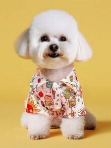 PETCIRCLE 1pc Pet Clothes Spring/Summer New Thin Dog Shirt - Floral Shirt - Fairy Tale Kingdom - Multicolor - View 1