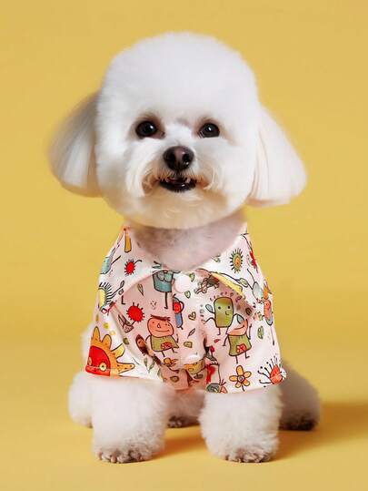 PETCIRCLE 1pc Pet Clothes Spring/Summer New Thin Dog Shirt - Floral Shirt - Fairy Tale Kingdom