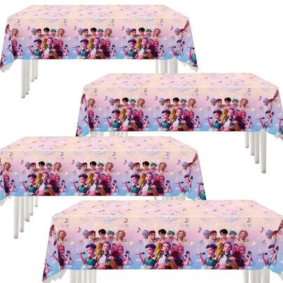 1 pieza Mantel de plástico desechable con tema de grupo de chicas cazadoras de demonios para decoración de fiesta de fans de K-pop, adecuado para reuniones de fans, fiestas de cumpleaños y otras ocasiones, crea decoraciones alegres y exclusivas