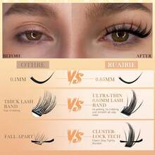 Manga Lash Clusters Wispy Eyelash Clusters Natural 180pcs Individual Lashes Spiky Lashes Clusters C Curly Cluster Eyelash Extensions 11-13mm DIY At Home Eyelashes Clusters By Ruairie - 自然&漫畫睫毛簇 - 查看 6