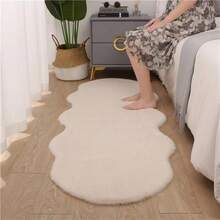 Cream White Plush Throw Pillow - 60*90cm And 60*180cm Soft Faux Fur Texture Bedside And Floor Mat, Machine Washable - White - View 8