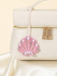 1件手工串珠贝壳波西米亚风装饰吊坠，适合女士手提包，适合海滩度假，可爱度假必备包包配件 - 粉色 - 查看 3