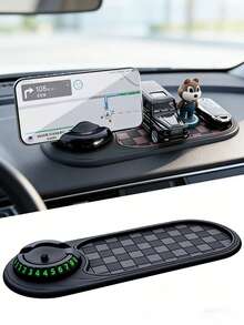 2026 New Multifunctional Car Anti-Slip Mat With Temporary Parking Number, Universal Rotatable Car Phone Holder Anti-Slip Mat - 021 Anti-slip Mat Holder - View 2