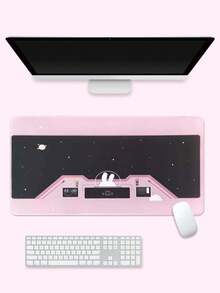 Large Cute Space Rabbit Mouse Pad, Non-Slip Waterproof Desk Mat, Office & Gaming Keyboard Pad, Healing Girly Style Extra Large Mouse Pad - View 3