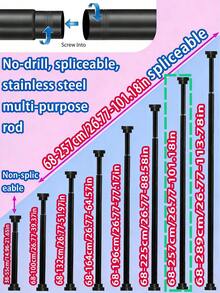 [Hot Selling] Extra Long Stainless Steel Curtain Rod, Shower Curtain Rod, Curtain Rod, Wardrobe Hanging Rod, Extendable Rod, Laundry Drying Rod, Hanging Rod, Bracket, Kitchen Organizer Rod, Curtain Rod, Adjustable Length, Shower Curtain Rod, Extendable Rod For Kitchen Bathroom Cabinet Shoe Rack, Adjustable Stainless Steel Drying Rack, Extendable Bathroom Towel Rod, Drying Rack, Curtain Bar Closet Hanging Rod, Extendable Shower Curtain Bar Balcony Railing, Suitable For Curtains, Doors And Bedroom Storage. - Multicolor - View 24