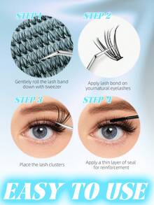 240pcs 30D Curl Volume Lash Set, Using 0.07C Curl (0.31-0.63 Inch) Material, Natural Looking Thick And Long Soft And Lightweight Reusable Segmented False Eyelashes, Suitable For Daily Makeup, Wedding, Party, Holiday, Mother's Day, Easy DIY For Beginners - C - View 6