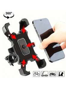 Black Military-Grade Drop Protection Handlebar Phone Mount Heavy-Duty PVC Bicycle Phone Holder Suitable For Electric Bikes Motorcycles Mountain Bikes Features Non-Slip Hands-Free Design Compatible With Smartphones And Tablets Motorcycle Accessory Sturdy Structure Rugged Industrial Design Spring Gift - Multicolor - View 2