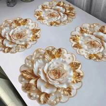 12/24 Pieces, 33cm Placemats, Disposable Gold Rose Pattern Placemats, Suitable For Christmas, Restaurants, Birthdays, Parties, Banquets, Cafes, Graduation Parties. - View 1