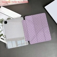 1pc Lavender Polka Dot Protective Folio Tablet Case With Pen Holder, Multi-Angle Stand, Compatible With IPad 10.9/10.2/ Air 5th Gen/Pro 11/10th/9.7/Air 2/7th/8th Gen/Air 4/5/ Air 13/11(M3 2025)/ 11(A16 2025) - Multicolor - View 3