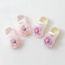 2双夏季薄款婴儿袜，女童蕾丝边婴儿袜，高弹不勒脚，适合0-1岁新生儿幼儿 - 彩色 - 查看 14