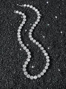 1 Set Women's 8mm Round Diamond Splice Chain Necklace And Bracelet, Fashion Jewelry Gift - Style a - View 3