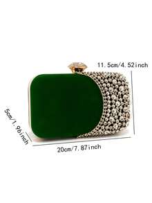 Bolso de mano para con asa de metal, bolso de noche con diamantes, bolso de mano dorado para boda, bolso de hombro con cadena, bolso pequeño - Albaricoque - Ver 2